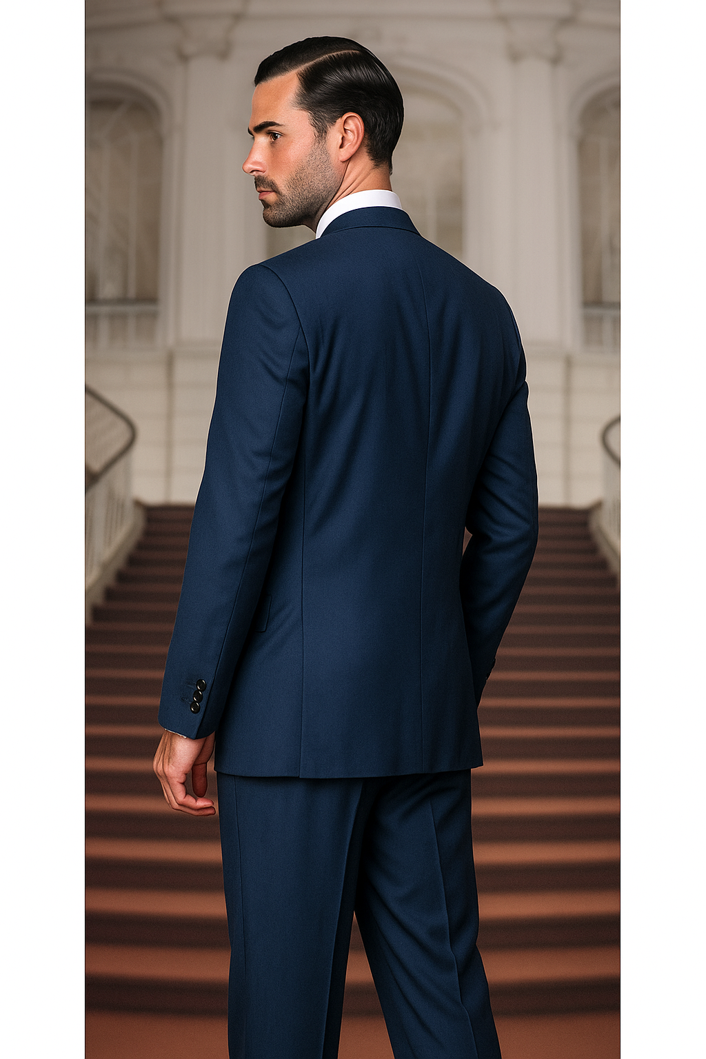 Indigo Bright Blue Athletic Cut Classic Suits - 34 Short or Extra Small