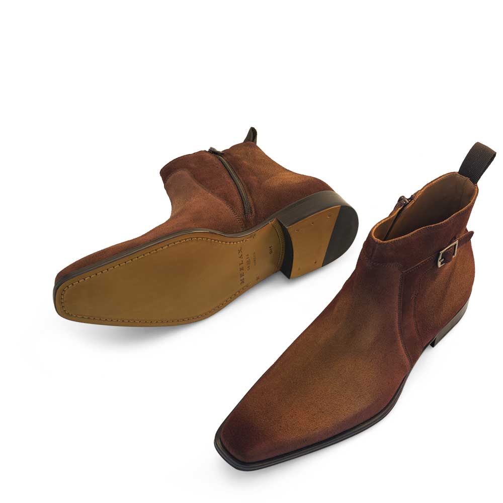 Mezlan Suede Side Buckle Boot Sport Rust (21433) - Medium