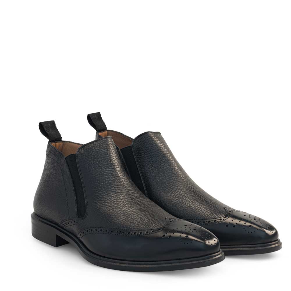 Mezlan Wing Tip Demi-Boot Black (21455) - Medium