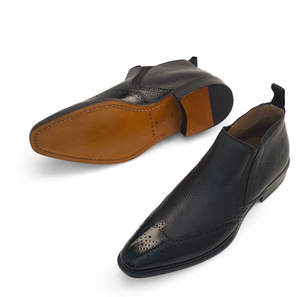 Mezlan Wing Tip Demi-Boot Black (21455) - Medium