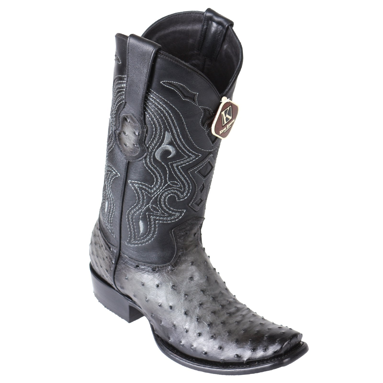 King Exotic Men's Ostrich Faded Grey Cowboy Boots - H79 Dubai Toe - EE