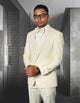 "Mens Vested Shawl Lapel Tuxedo Suit With Satin Trim in Ivory" off white