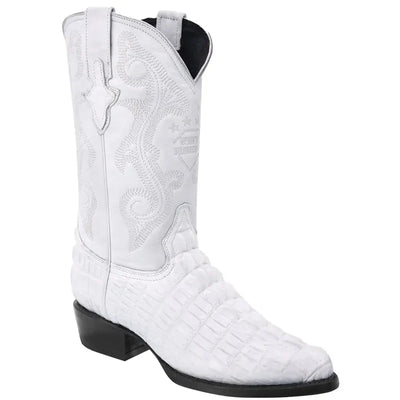 Mens White Diamond Boot White Crocodile Print Boots J-Toe
