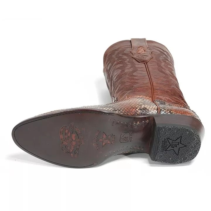 Los Altos Brown Boots Genuine Python Skin - 8