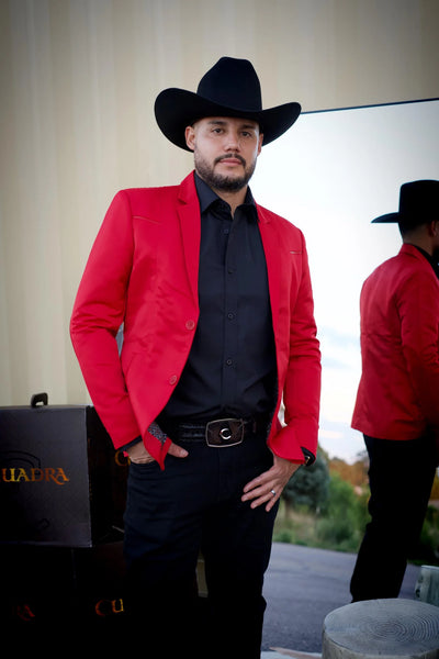Men's Western Red Blazer Slim Fit Shiny Finish Sport Coat for Weddings, Prom & Special Events