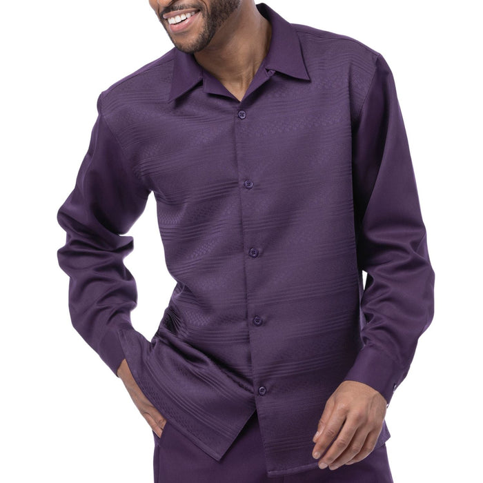 Grape Tone-on-Tone Long Sleeve 2-Piece Walking Suit by Montique