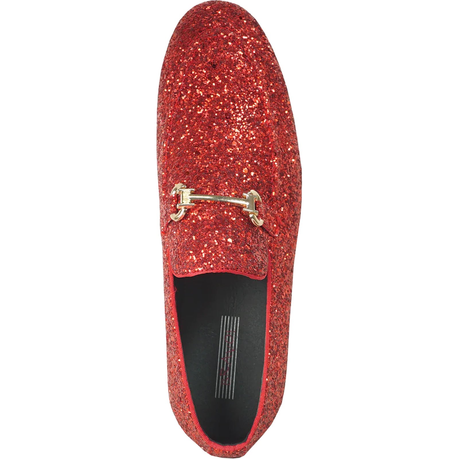 Red Sequin Prom Tuxedo Loafers - Modern Men's Glitter Buckle Shoes
