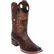 Brown ostrich square toe boots 