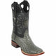 Gray square toe ostrich cowboy boots