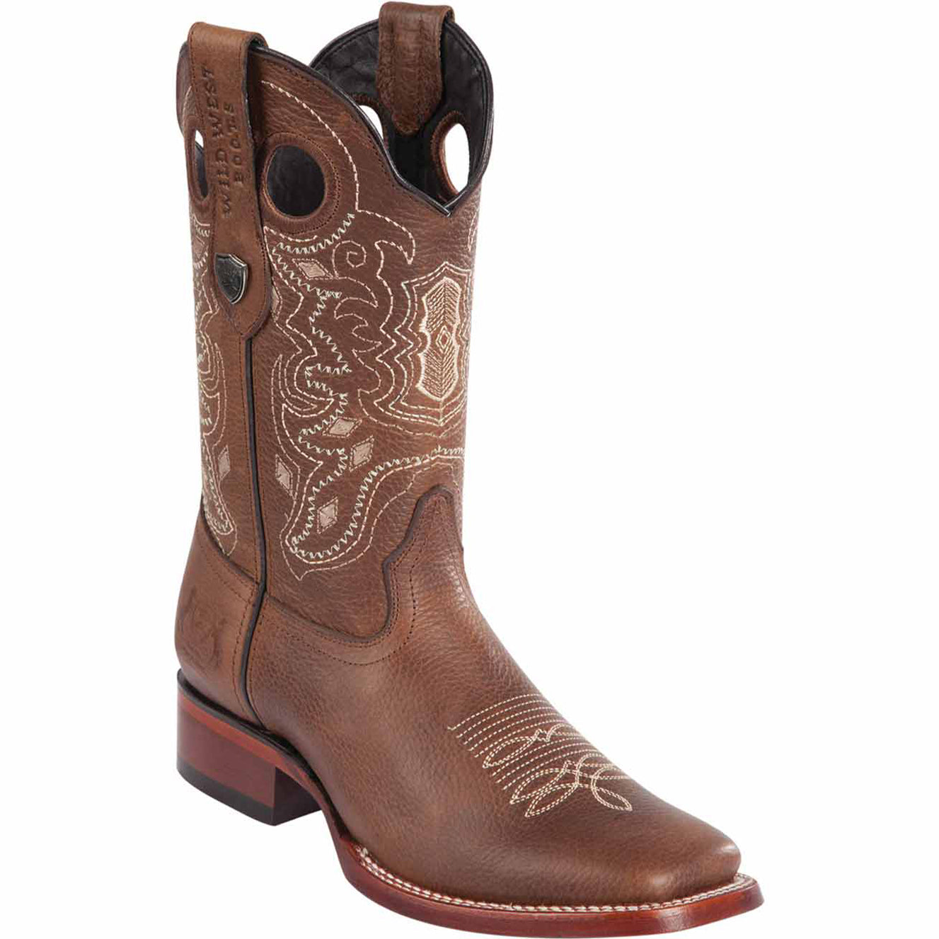 Brown Cowboy Boots Square Toe - EE