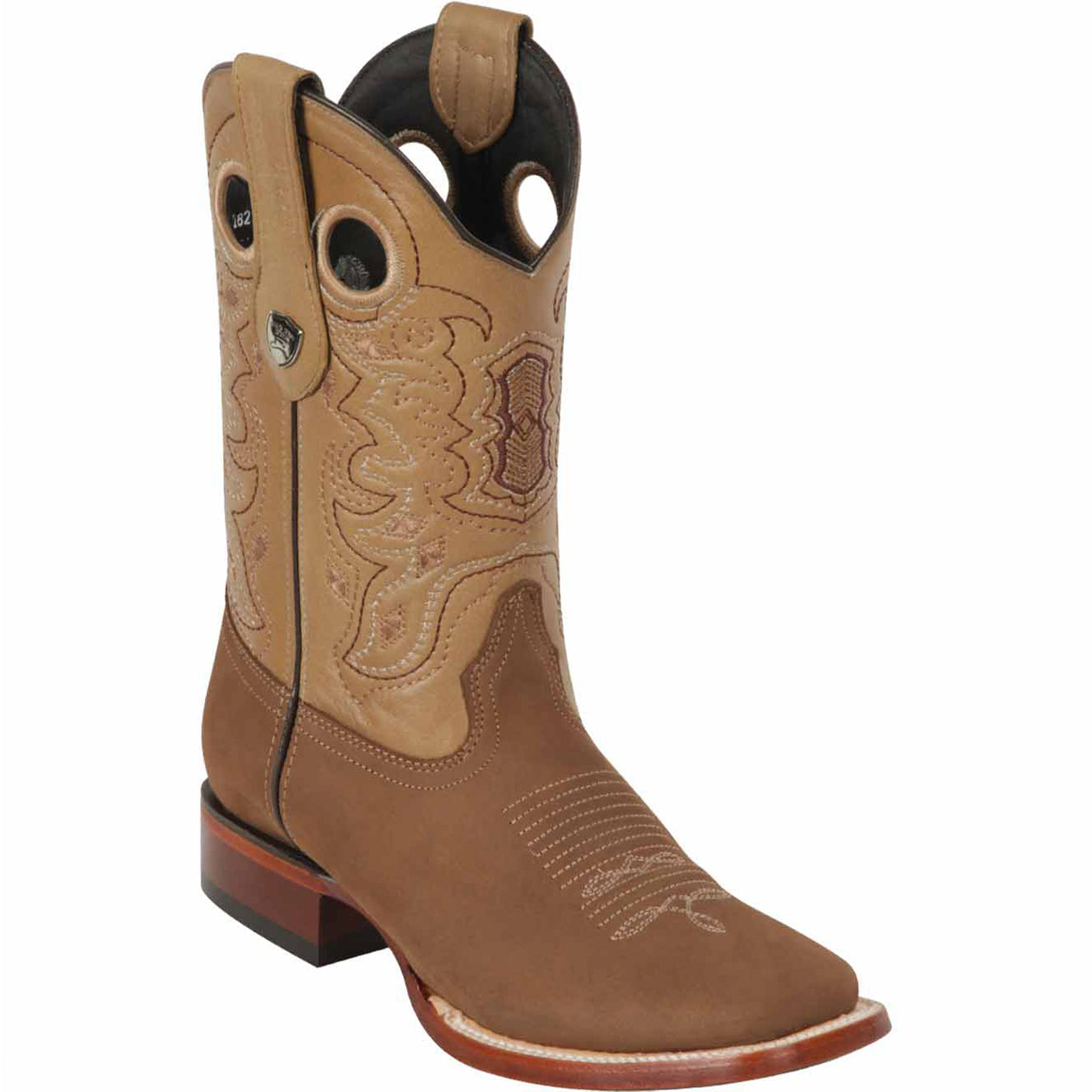 Camel Brown Square Toe Cowboy Boots - EE