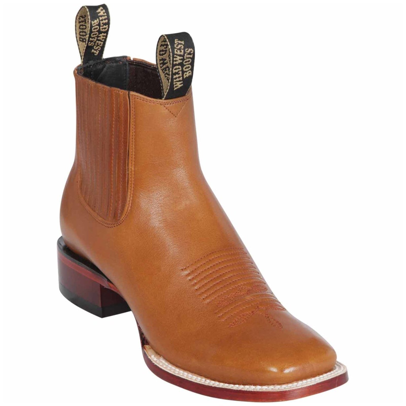 Mens Square Toe Ankle Boots - Honey - EE