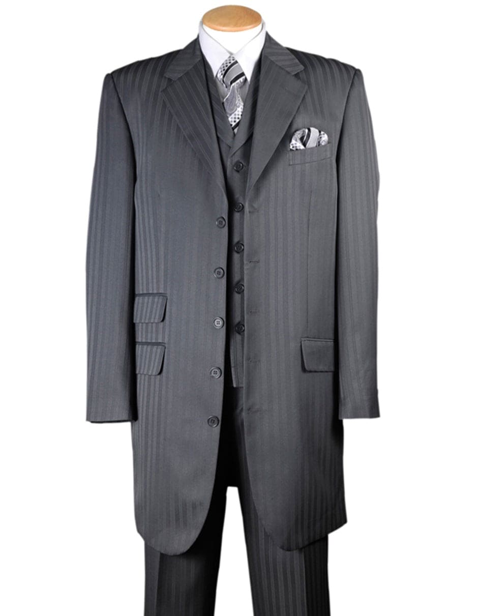 Mens Grey Suit Mens Double Breasted Wool Suit in Charcoal Grey Windowpane - 38 Short Jacket+32 Waist Adjust   28to34)(Height: 5 4 to5 7 )(Neck    15-16.5)S-M)