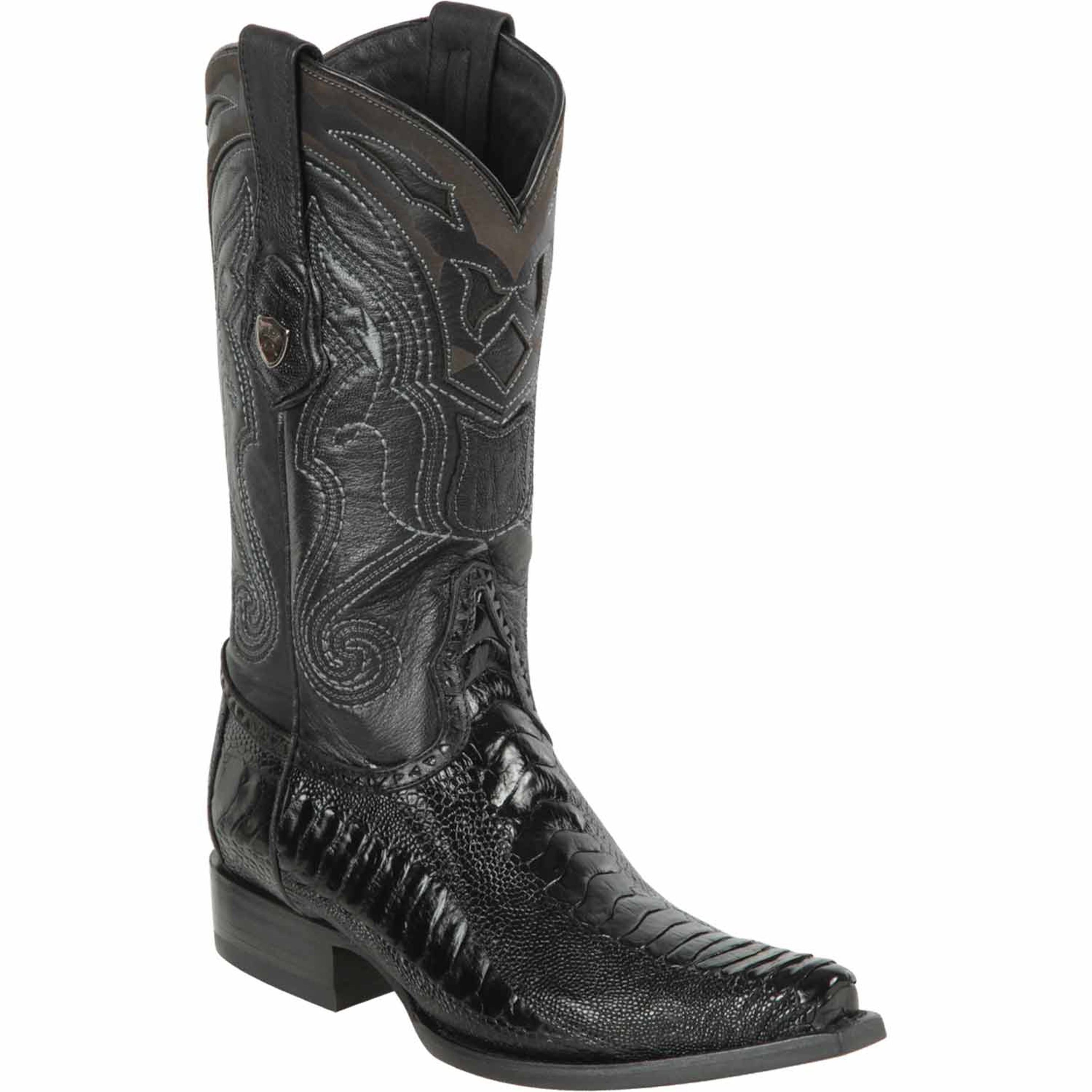 Black Ostrich Leg Boots - EE