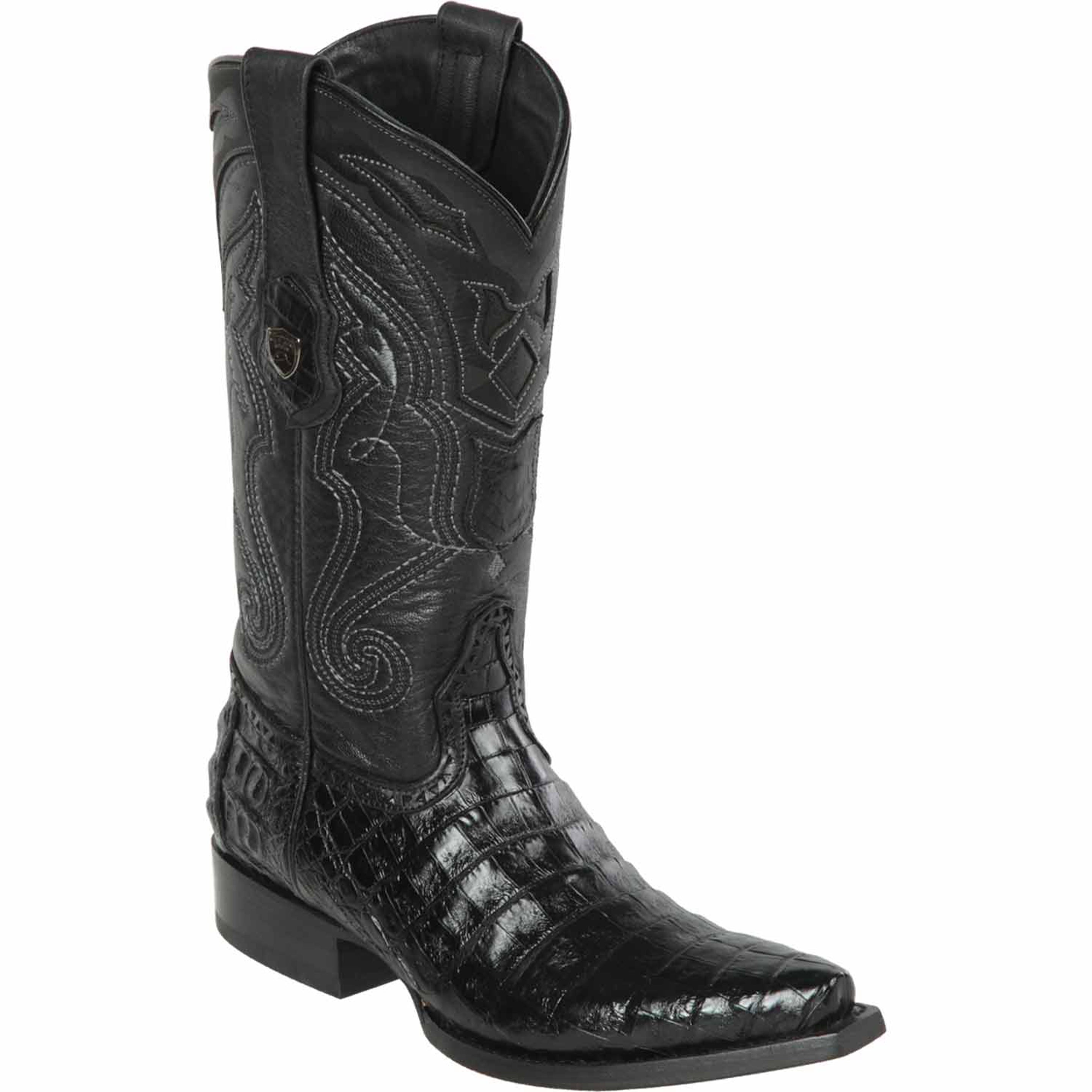 Black Caiman Boots Snip Toe - EE