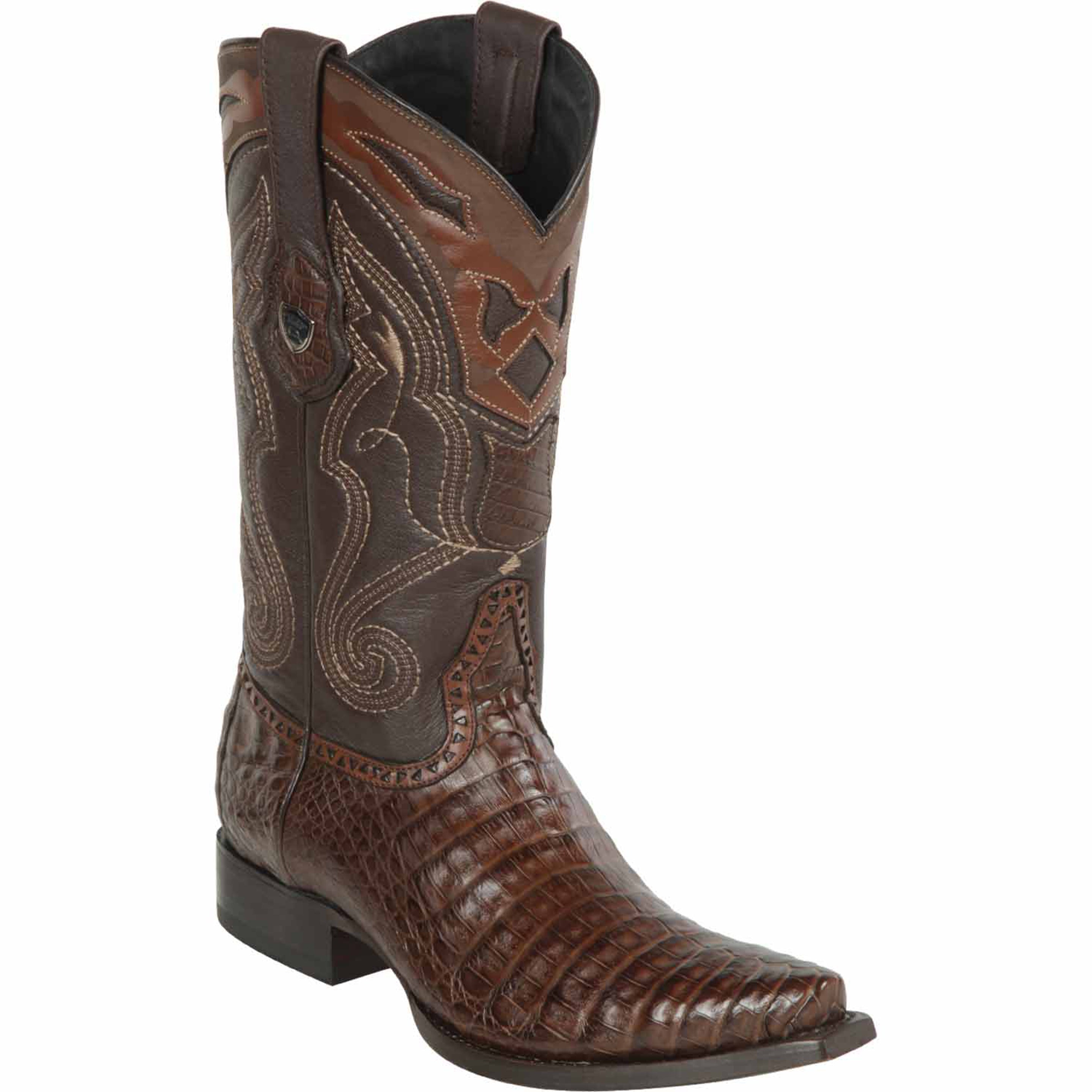 Brown Caiman Boots Snip Toe - EE