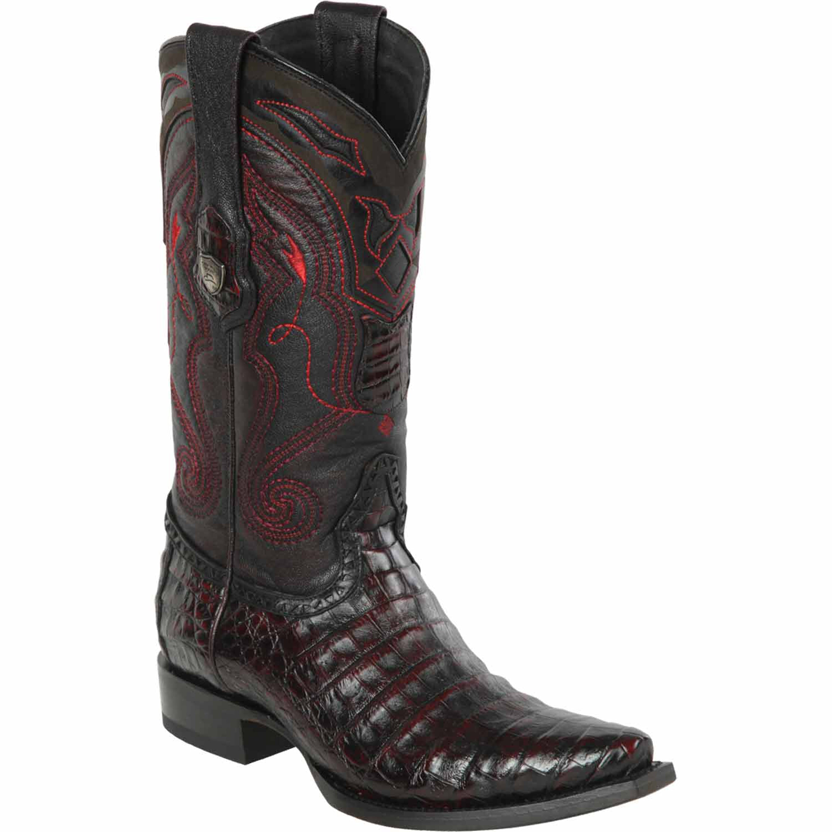 Black Cherry Caiman Cowboy Boots Snip Toe - EE