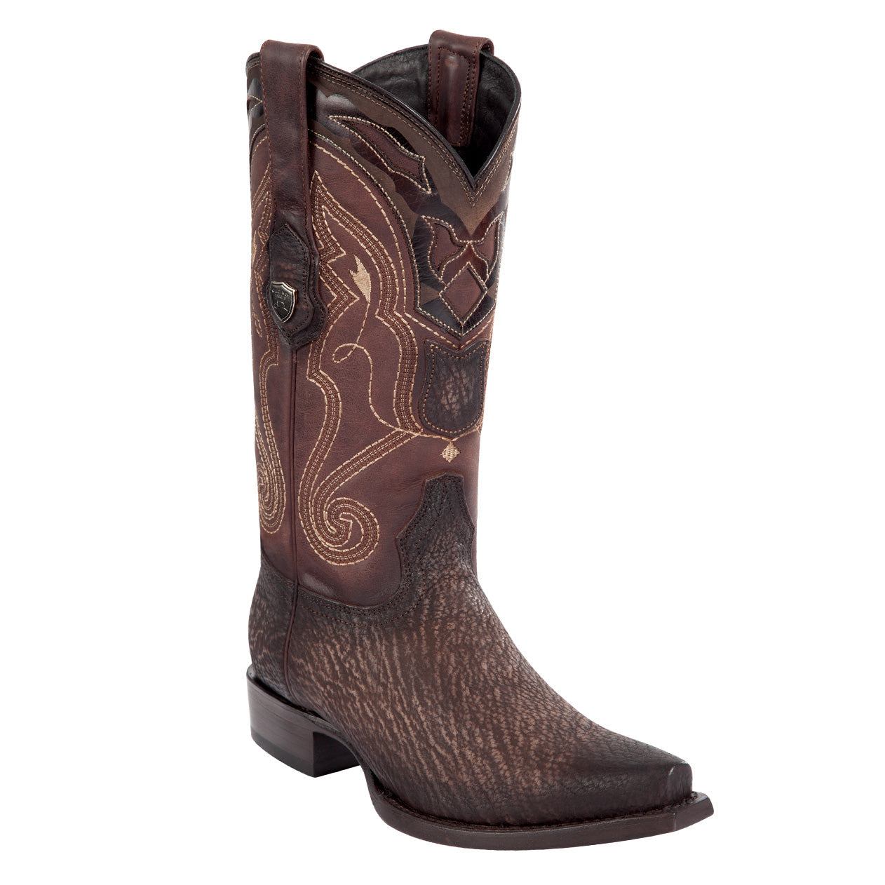 Men’s Shark Skin Cowboy Boots, Western Exotic Boots in Brown, Sand and Cognac - EE
