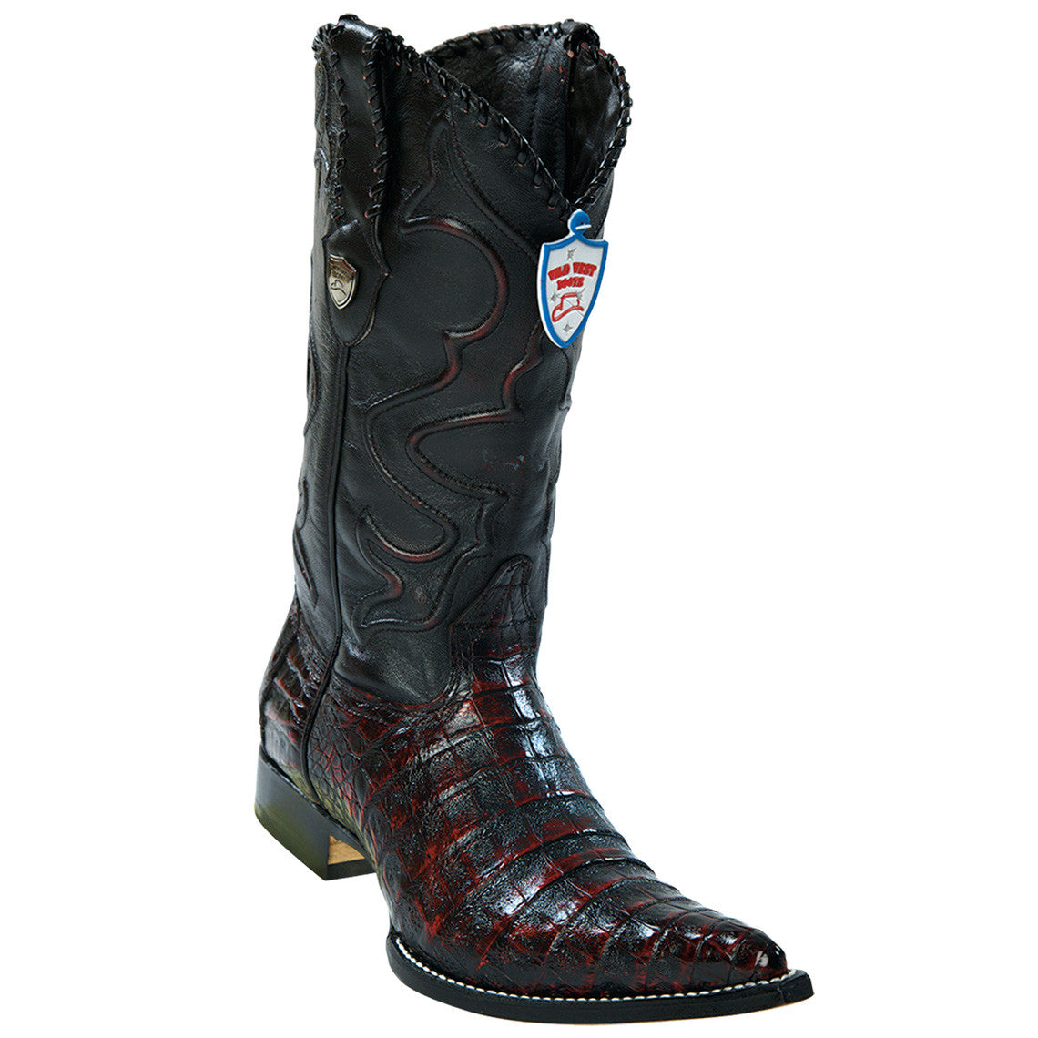 Caiman Pointed Toe Cowboy Boots - Black Cherry