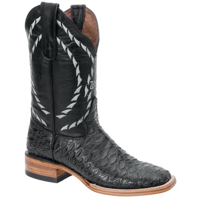 Mens White Diamond Boot Black Printed Anteater Boots Square Toe