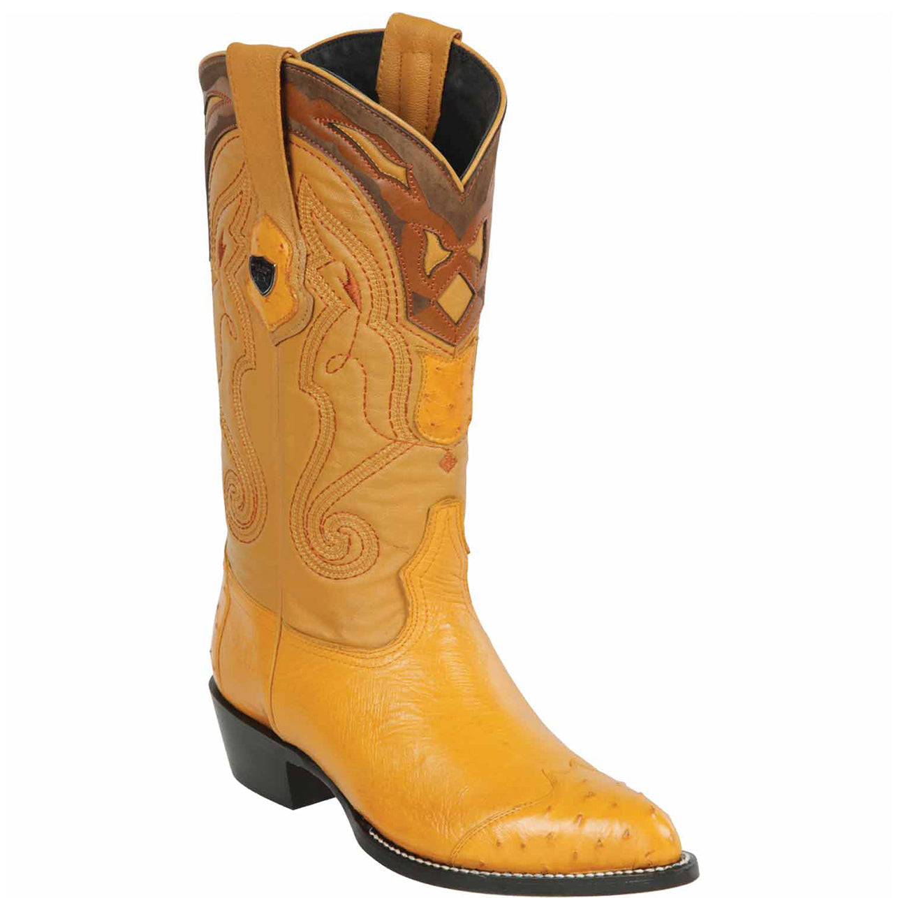 Smooth Ostrich Buttercup Wingtip Cowboy Boots - EE
