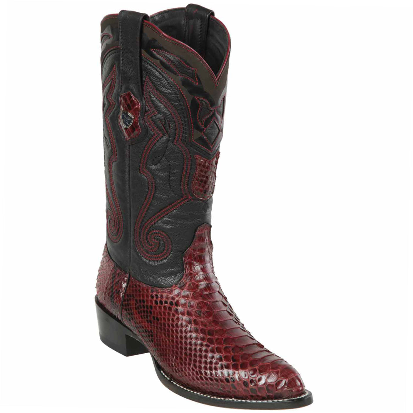 Burgundy Snakeskin Cowboy Boots J-Toe - EE