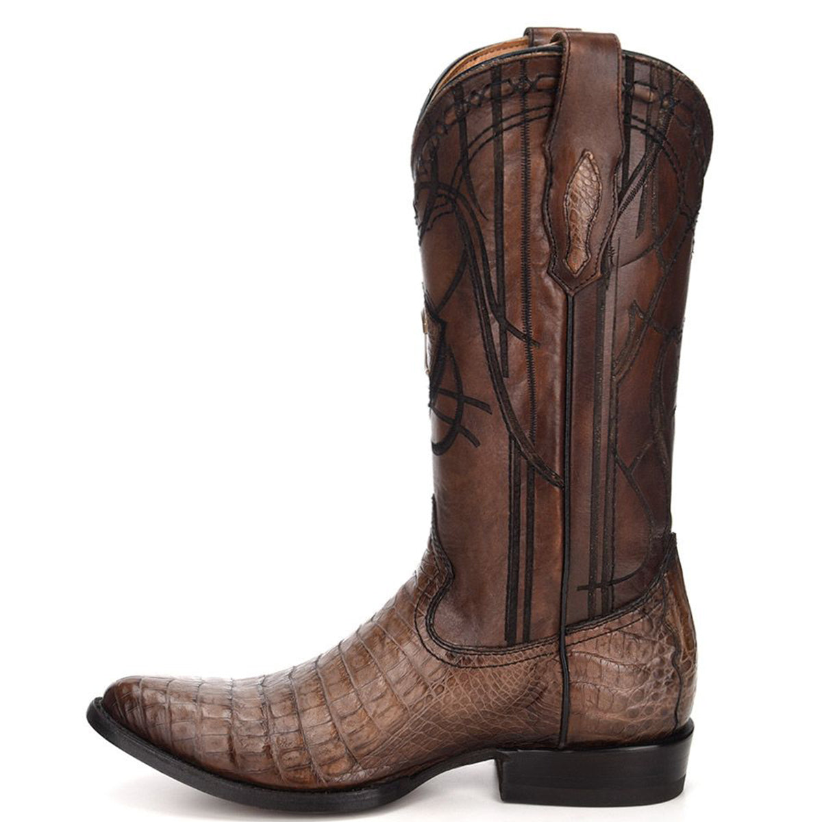 Caiman Belly Boots Paris Brown R-Toe - Paris Brown