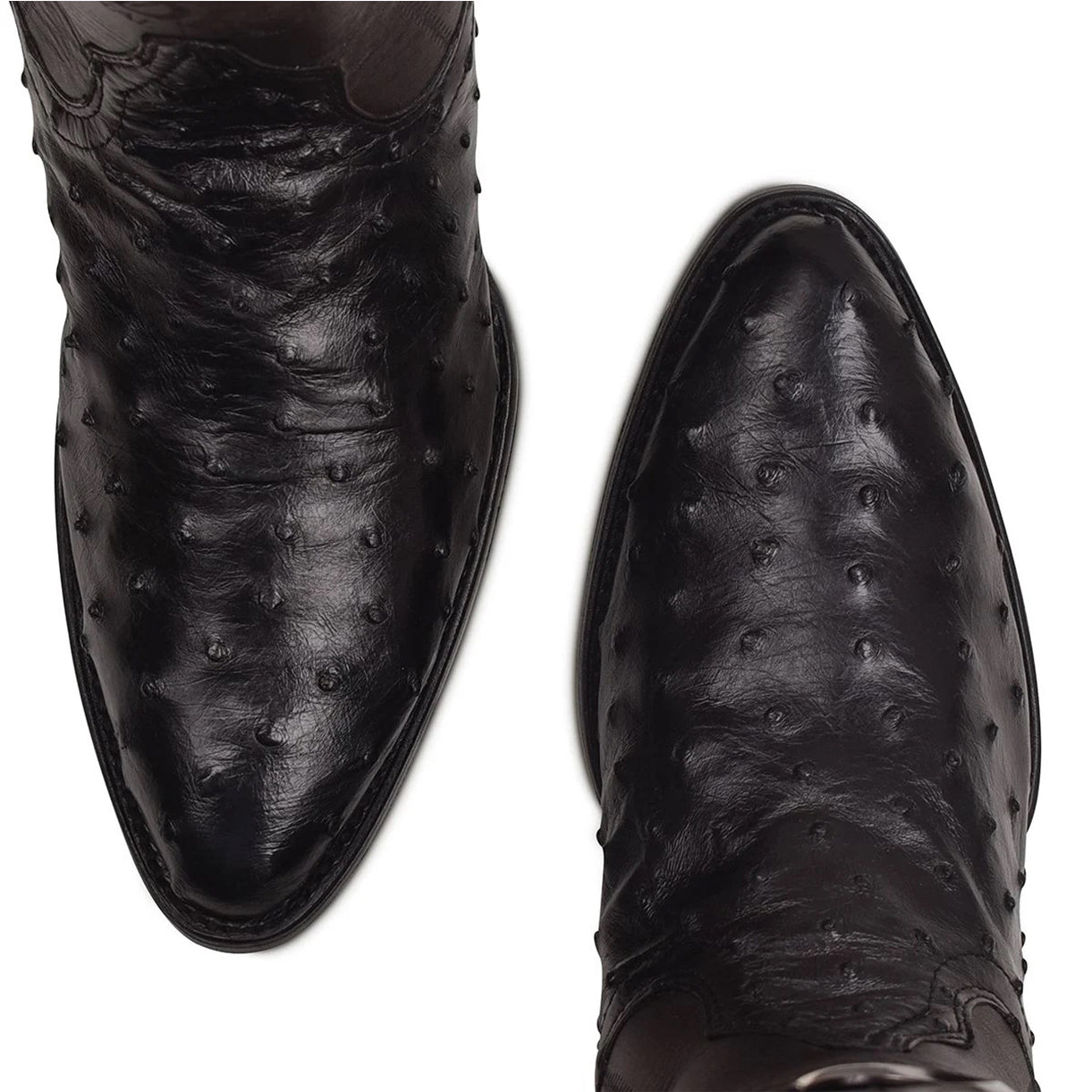 Round Toe Black Ostrich Boot - EE