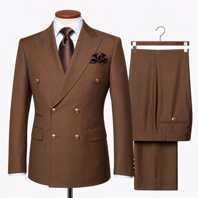 Rossi Man Brown Double Breasted Mens Modern Fit Suit