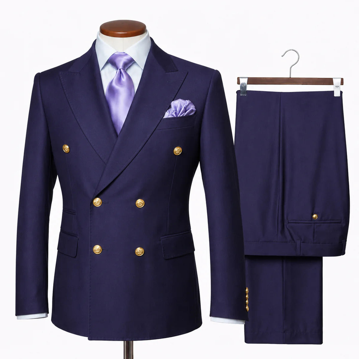 Rossi Man Purple Double Breasted Mens Modern Fit Suit - 34 Short or Extra Small
