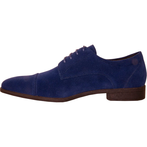 "Royal Blue Men's Formal Suede Cap Toe Dress Shoe for Wedding & Prom 2026"