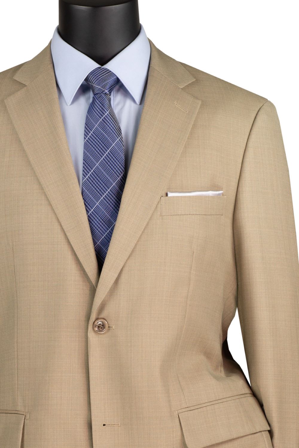 Monte Carlo Collection - Dress Suit 2 Piece 2 Button Textured Weave In Beige - Beige