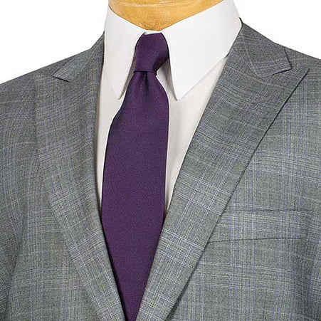 Pompey Collection - Men's Glen Plaid Dress Suit 2 Piece Regular Fit in Gray - Gray