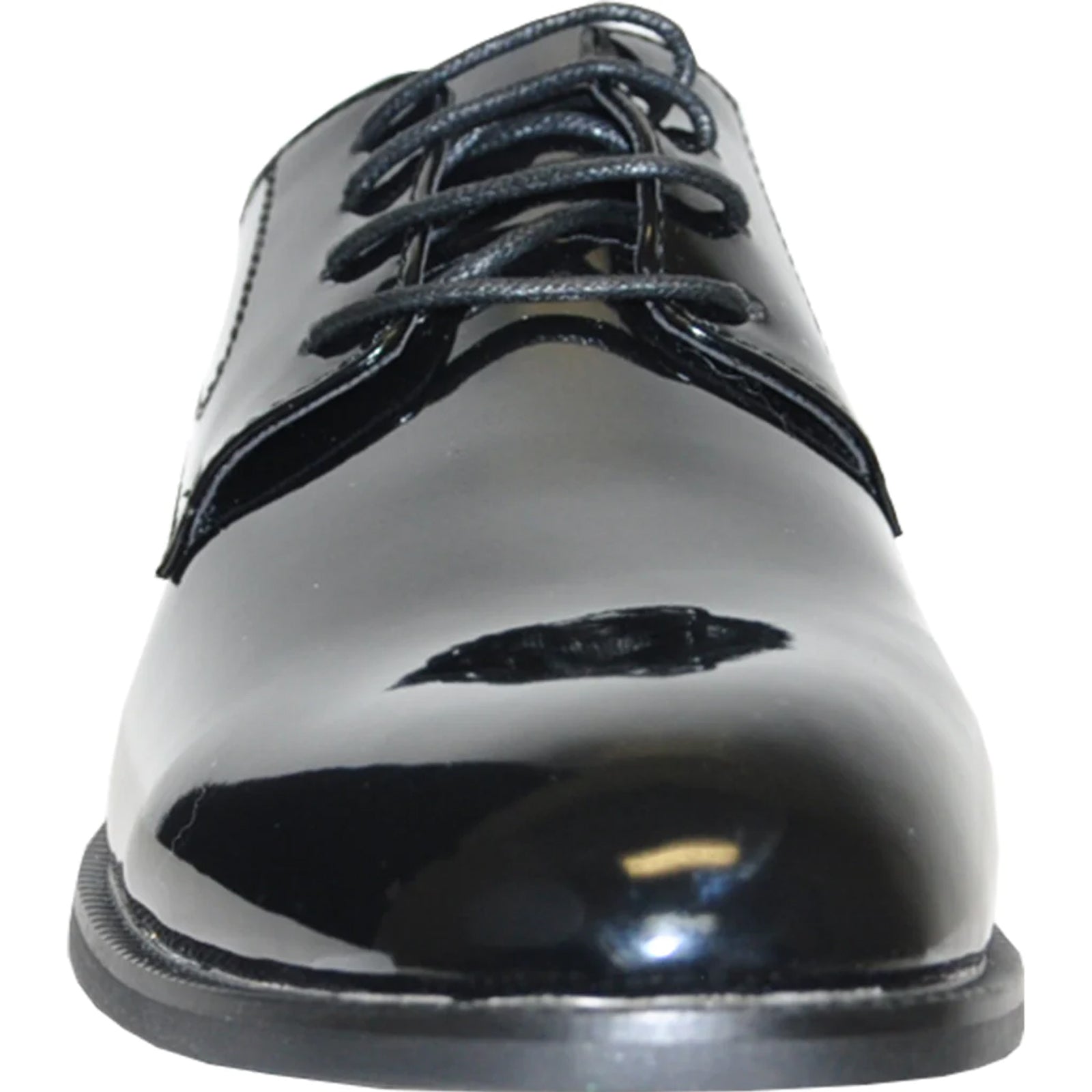 "Black Patent Tuxedo Shoe - Men's Plain Round Toe Style" - 6.5M