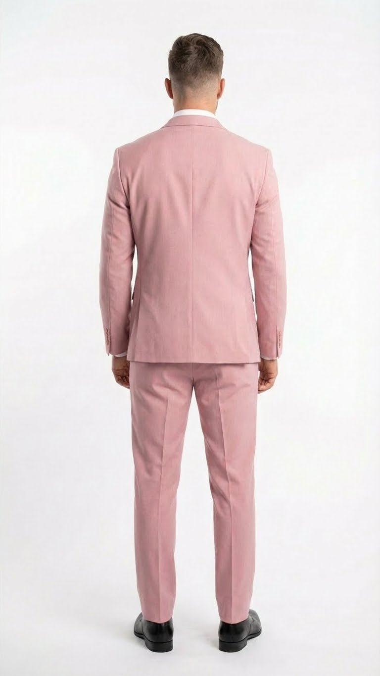 Vitali Brand Modern Fit Mens Light Pink Formal Suit - Blush Color - 34 Short or Extra Small