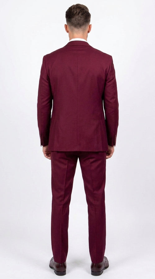 Men’s Stacy Adams Brand Burgundy 3 Piece Suit – Two Button Vested Style church wedding Modern Fit Suit