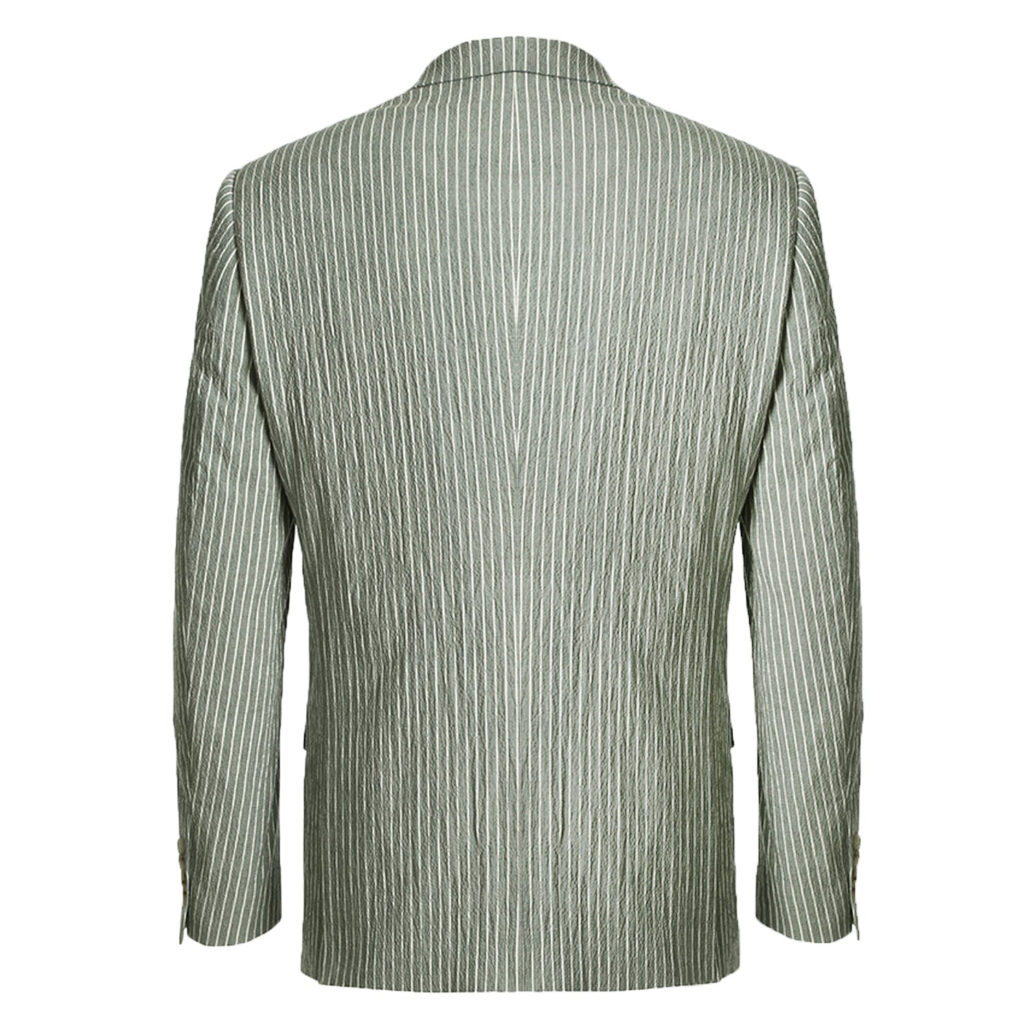 611-1 Men's Slim Fit Notch Lapels Gray Stripe Cotton Suits - 38Lx32W