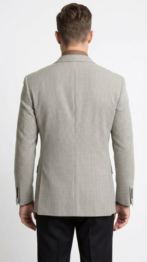 Mens Black and White Houndstooth Blazer Jacket, Classic Formal Sport Coat for Business, Wedding and Dress Wear