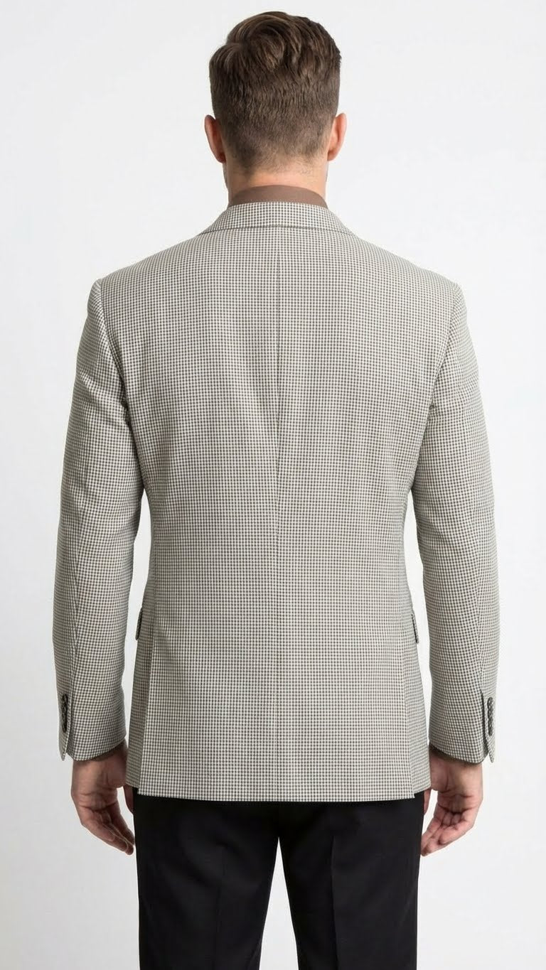 Mens Black and White Houndstooth Blazer Jacket, Classic Formal Sport Coat for Business, Wedding and Dress Wear