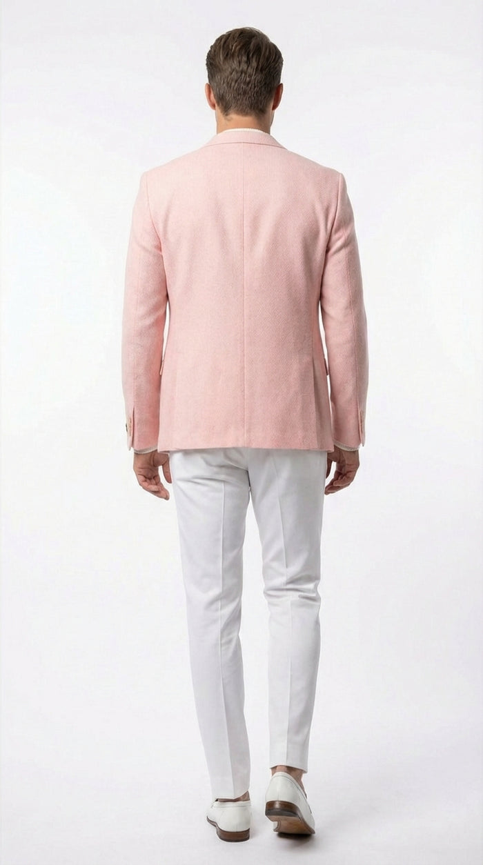 Mens Peach Pink Blazer Jacket Modern Formal Sport Coat for Wedding, Party and Business Wear - Summer Jacket