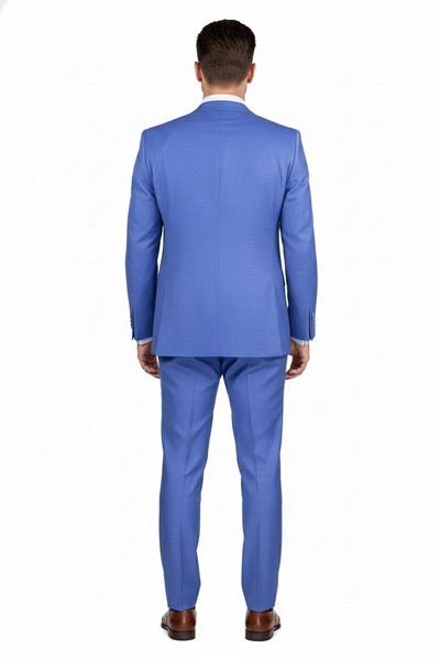 Mens Light Blue Double-Breasted 3-Piece Suit Set Tailored Fit Formal Business Suit in Steel Blue Sky Blue Color