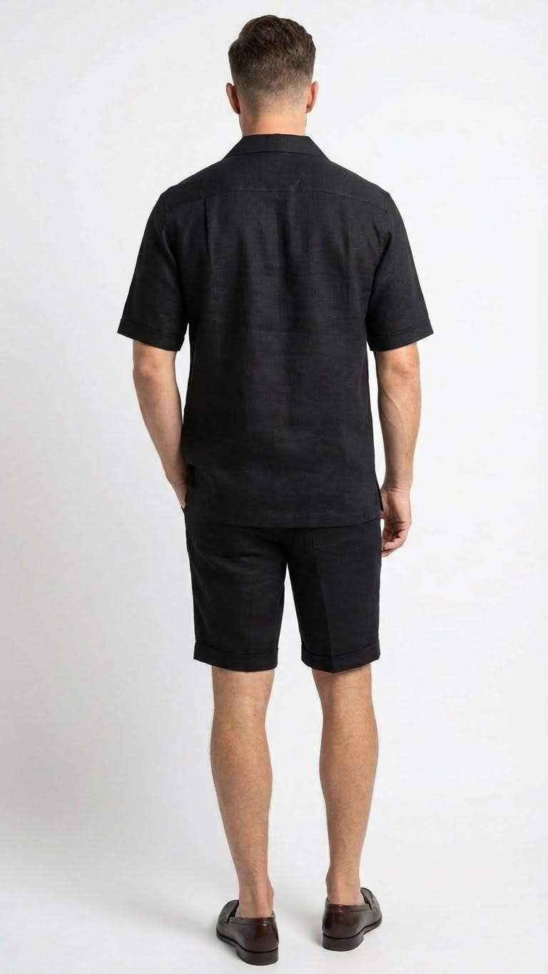 Men’s Black Walking Suit with Short – Classic Leisure and Casual Outfit - S