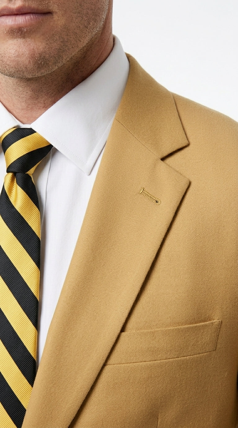 Men’s Camel Blazer, Classic Two Button Business Casual Wedding Summer Sport Coat Jacket in Khaki Bronze Color Modern Fit - 36 Short