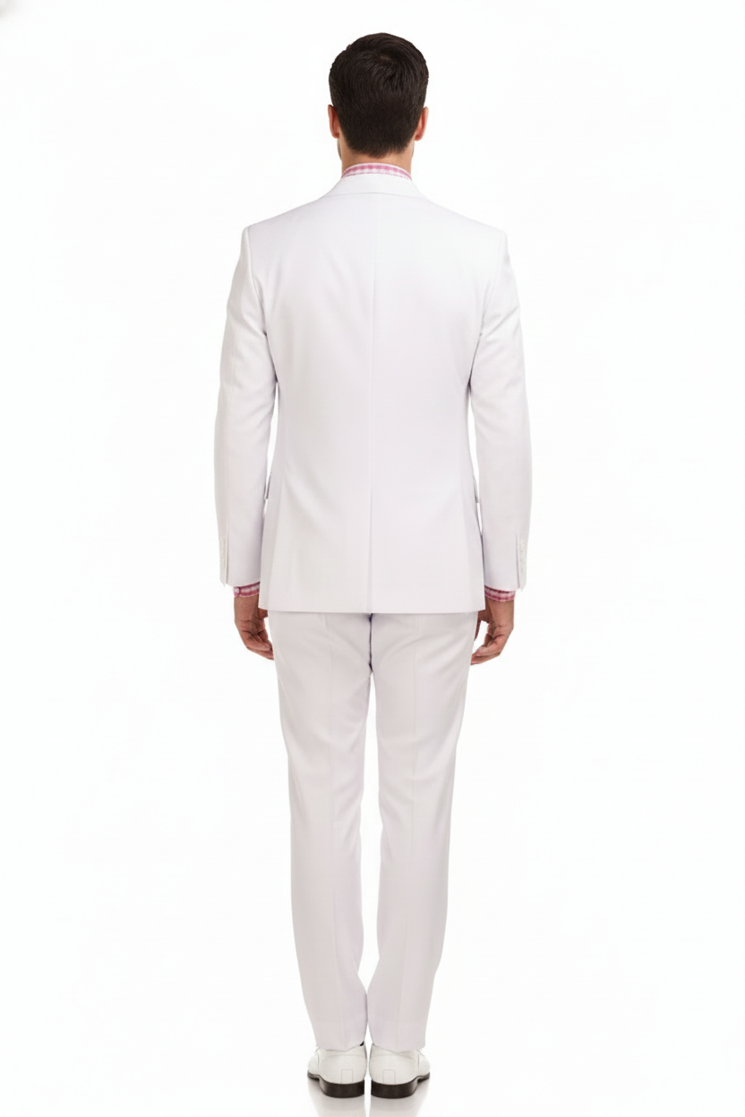 Men’s White Double-Breasted 3-Piece Suit Set – Premium Tailored Fit Formal Wedding and Evening Suit - 34 Short or Extra Small