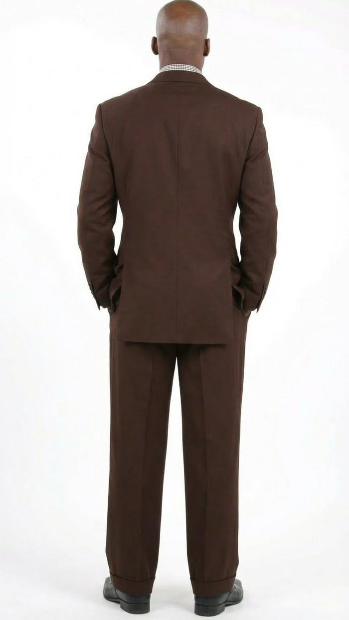 Mens 6 on 3 Style Brown Double Breasted Suit with Wide Leg Pleated Pants, Classic Formal 2 Piece Dress Suit Set