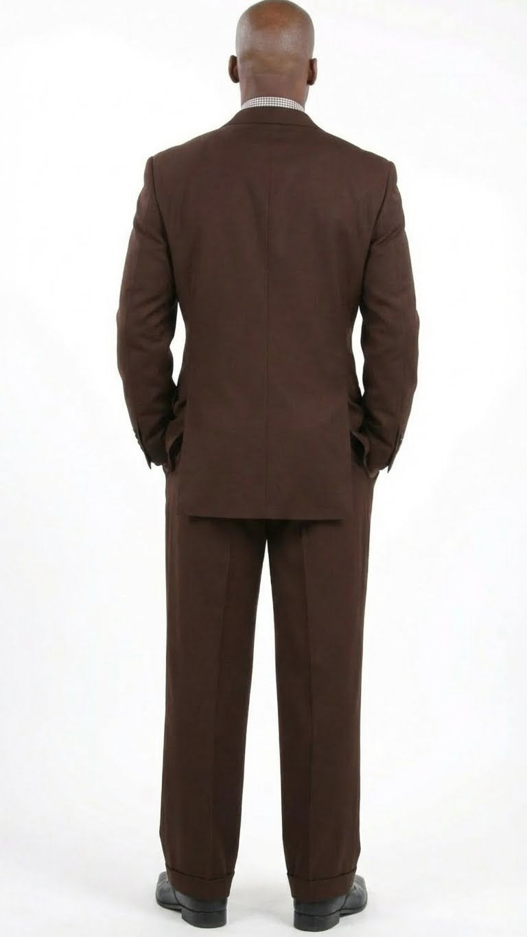 Mens 6 on 3 Style Brown Double Breasted Suit with Wide Leg Pleated Pants, Classic Formal 2 Piece Dress Suit Set