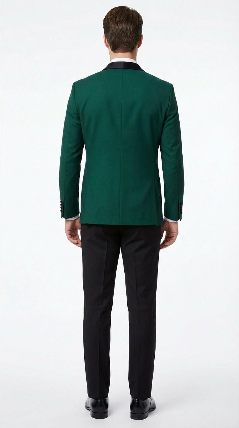 Men’s Emerald Green Tuxedo Jacket with Black Satin Shawl Lapel | Prom Dinner Blazer - 36 Short