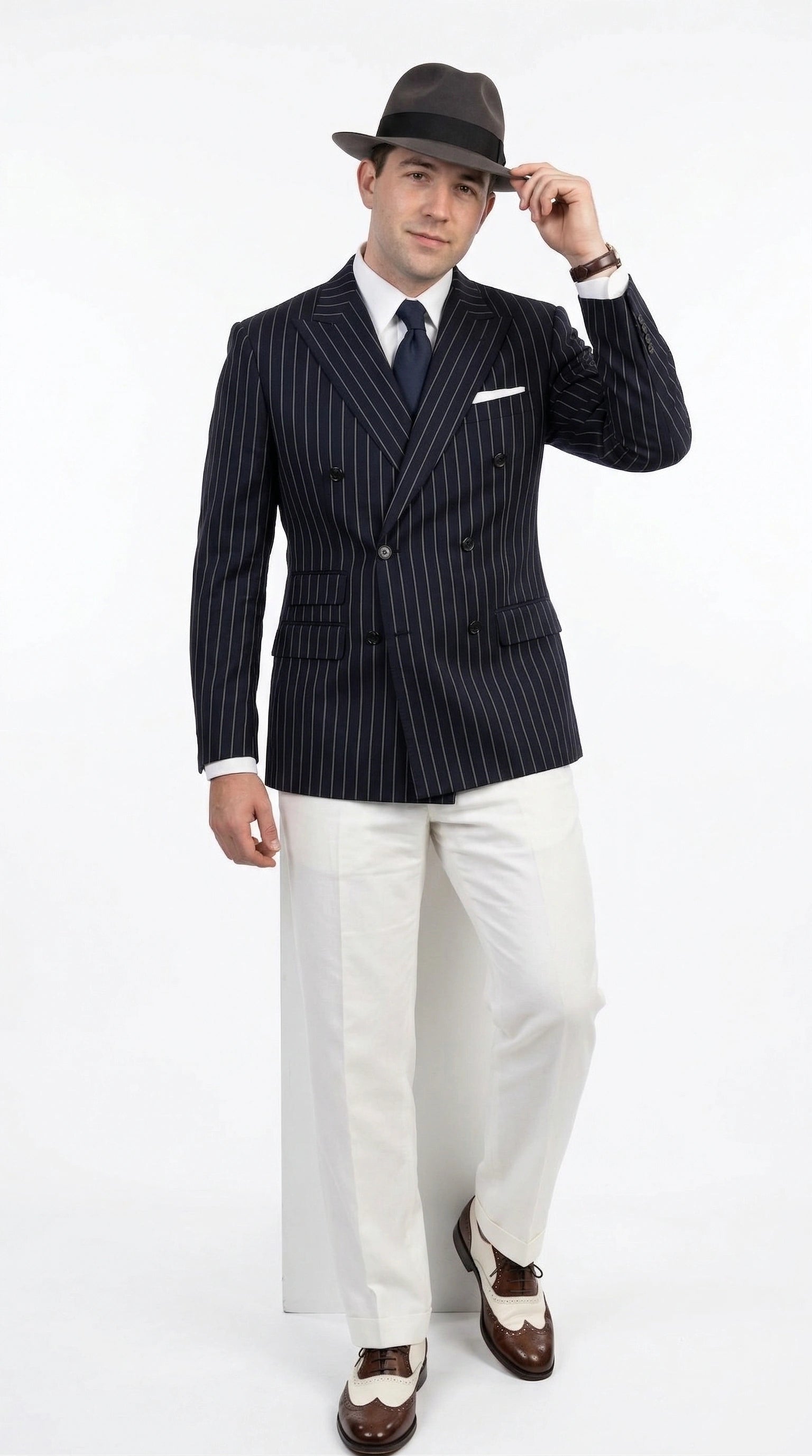 Men’s Black Pinstripe Blazer 1920s Gangster Mob Boss Style Jacket – Classic Double Breasted Vintage Suit Blazer, Formal Party Costume Wear - 36 Short