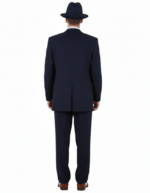 Mens 1920s Navy Blue Zoot Suit Classic Gangster 3-Piece Long  - Pleated Pants