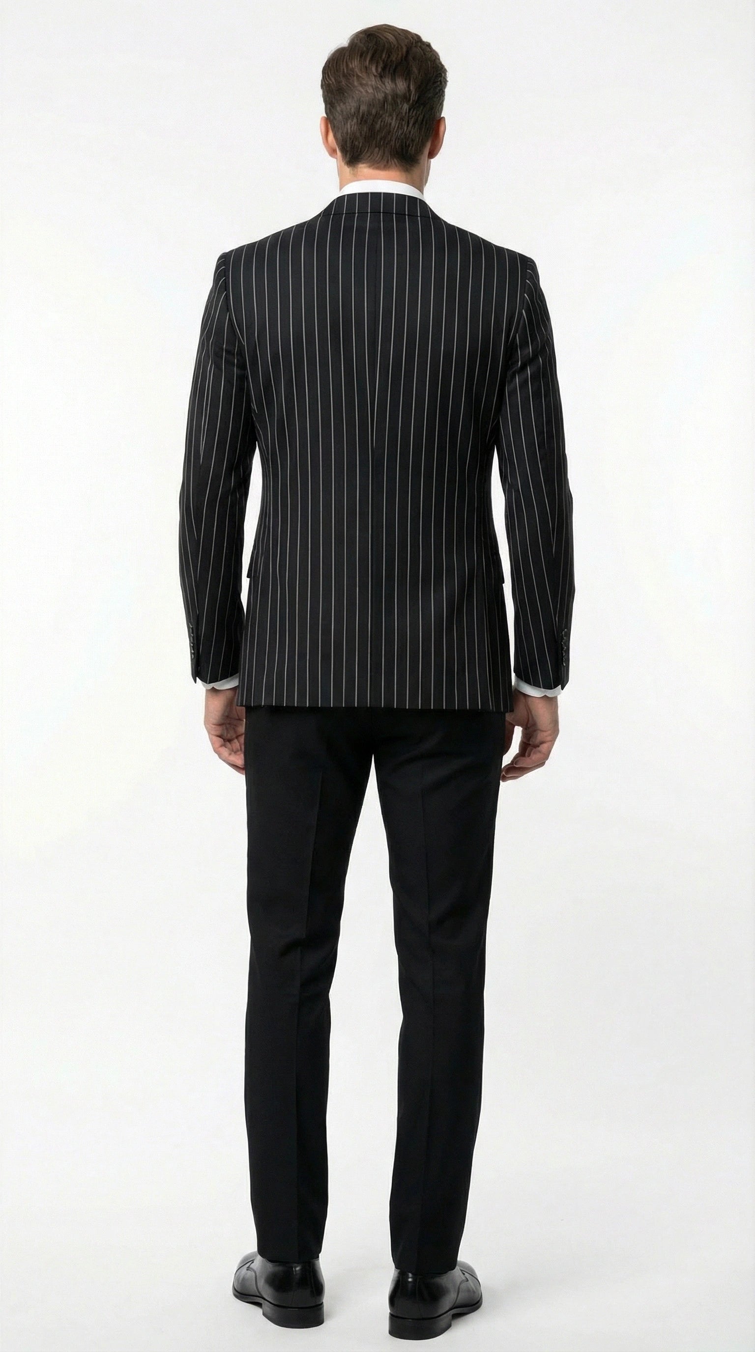 Mens Black Pinstripe Blazer Classic Tailored Formal Jacket for Business, Office and Evening Wear - 36 Short